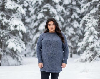 Pull en tricot de tweed fait main : mélange de laine mérinos et d'alpaga, unisexe M-3XL