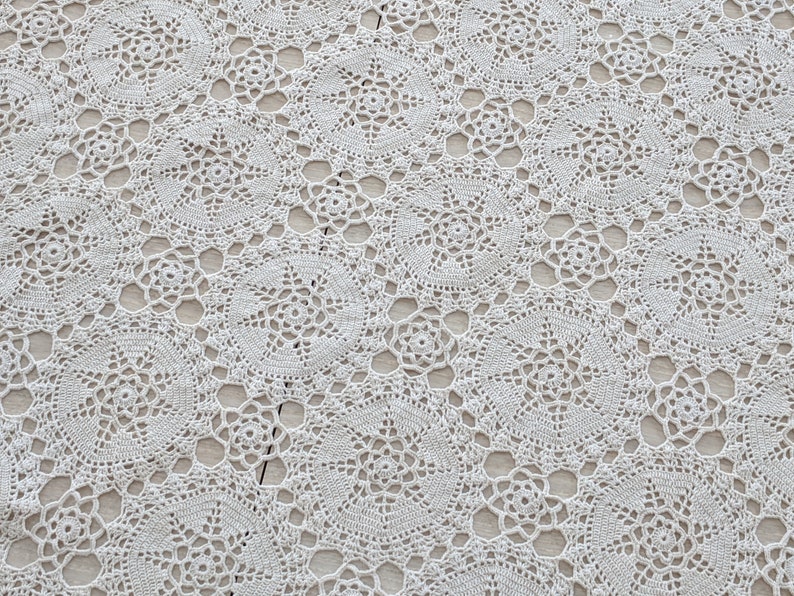 71 X 63 Inches Light Cream Square Handmade Crochet tablecloth Doily Runner, Crochet Tablecloth Round, Crochet Lace Bedroom Curtain/ Gifts image 3