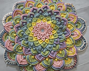 Couverture faite main de fleur de lotus au crochet : 32" cadeau de baby shower
