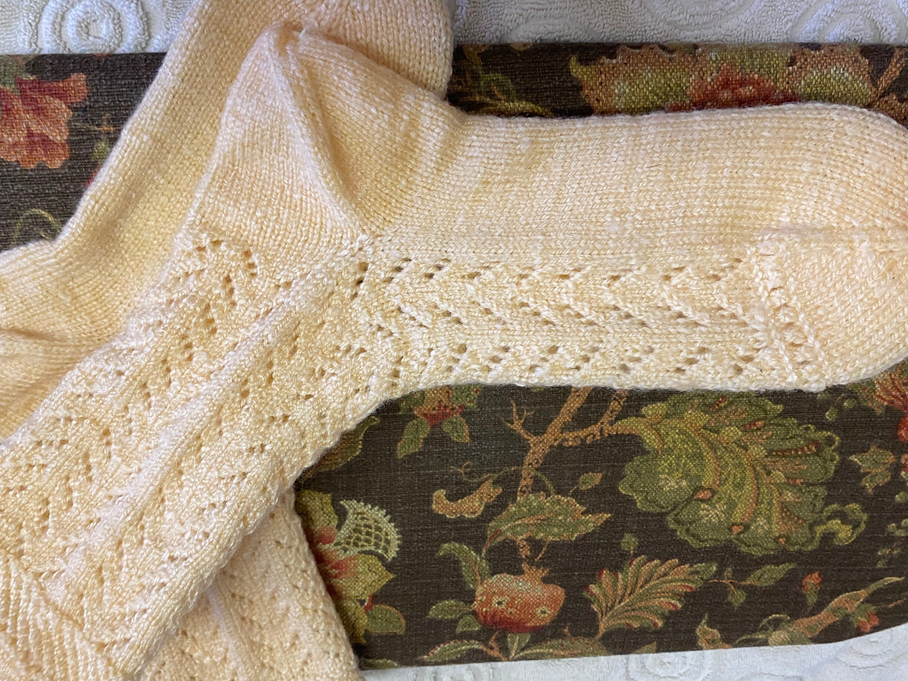 Handmade Knit Ladies Cream Lace Socks Winter Socks Women's Socks