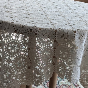 71 X 63 Inches Light Cream Square Handmade Crochet tablecloth Doily Runner, Crochet Tablecloth Round, Crochet Lace Bedroom Curtain/ Gifts image 9