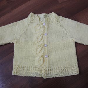 Handmade Knit Blue & Yellow Leafy Baby Cardigan /leafy Baby Knitted ...
