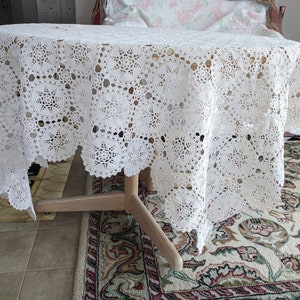 71 X 63 Inches Light Cream Square Handmade Crochet tablecloth Doily Runner, Crochet Tablecloth Round, Crochet Lace Bedroom Curtain/ Gifts image 6