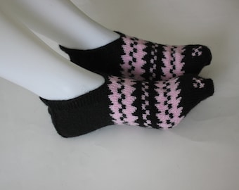 Ready to ship, Hand Knit Black & Pink Women's Socks, Slippers /Winter socks, slippers, Handmade warm Winter accessories, Autumn Accessories