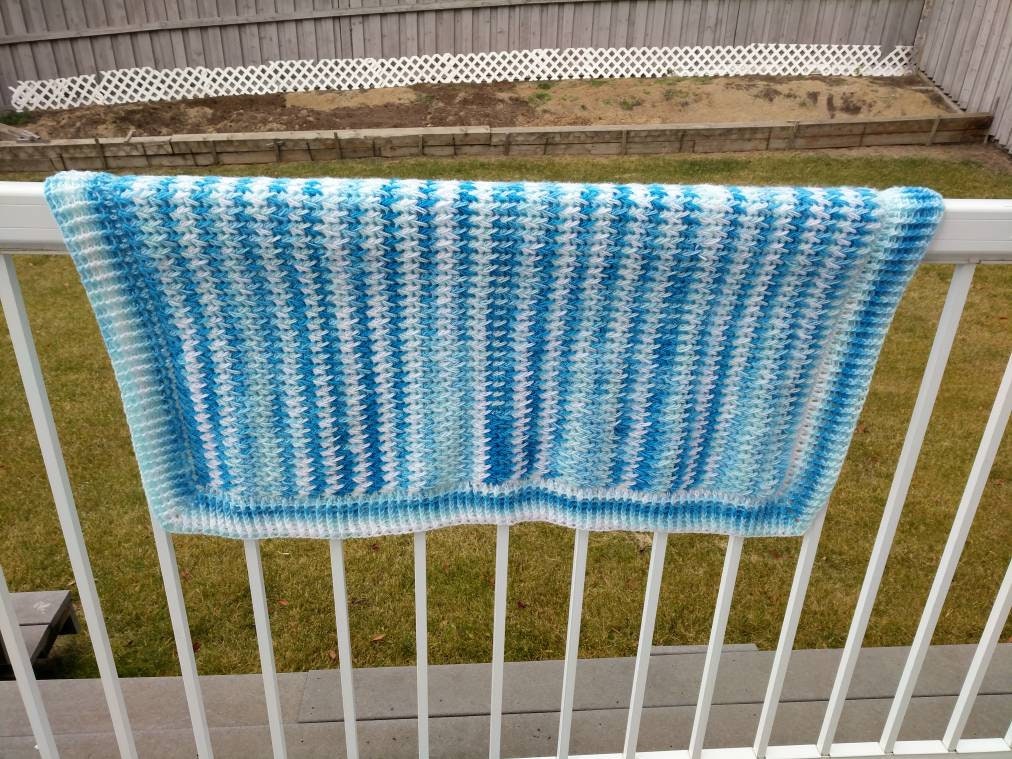 Handmade Crochet Newborn Unisex Crib Size Baby Blanket, Photography