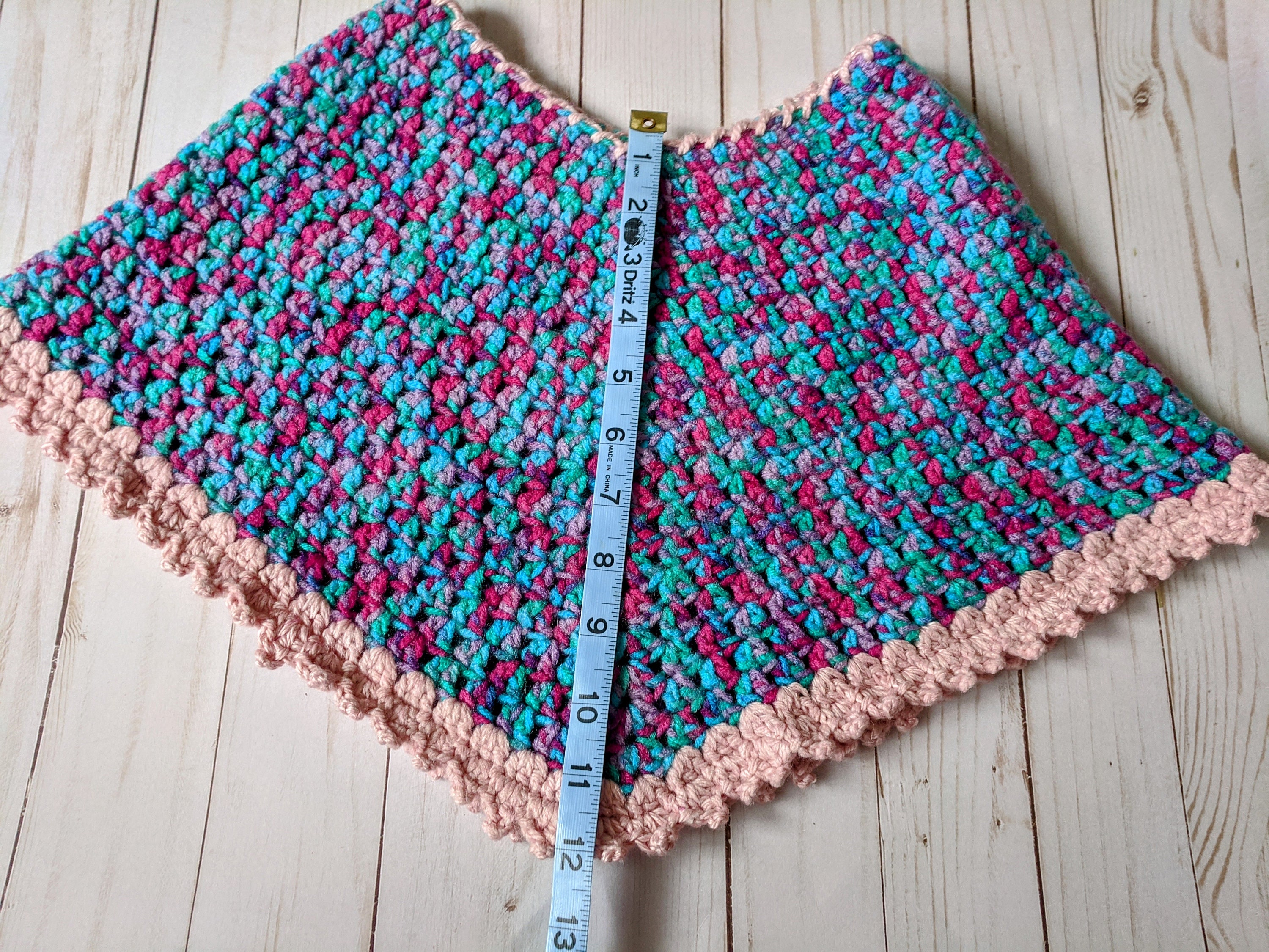 Hand Crochet Children's Multi Colored Poncho Shawl Wrap, Boho Elegant Shawls and Wraps, Warm