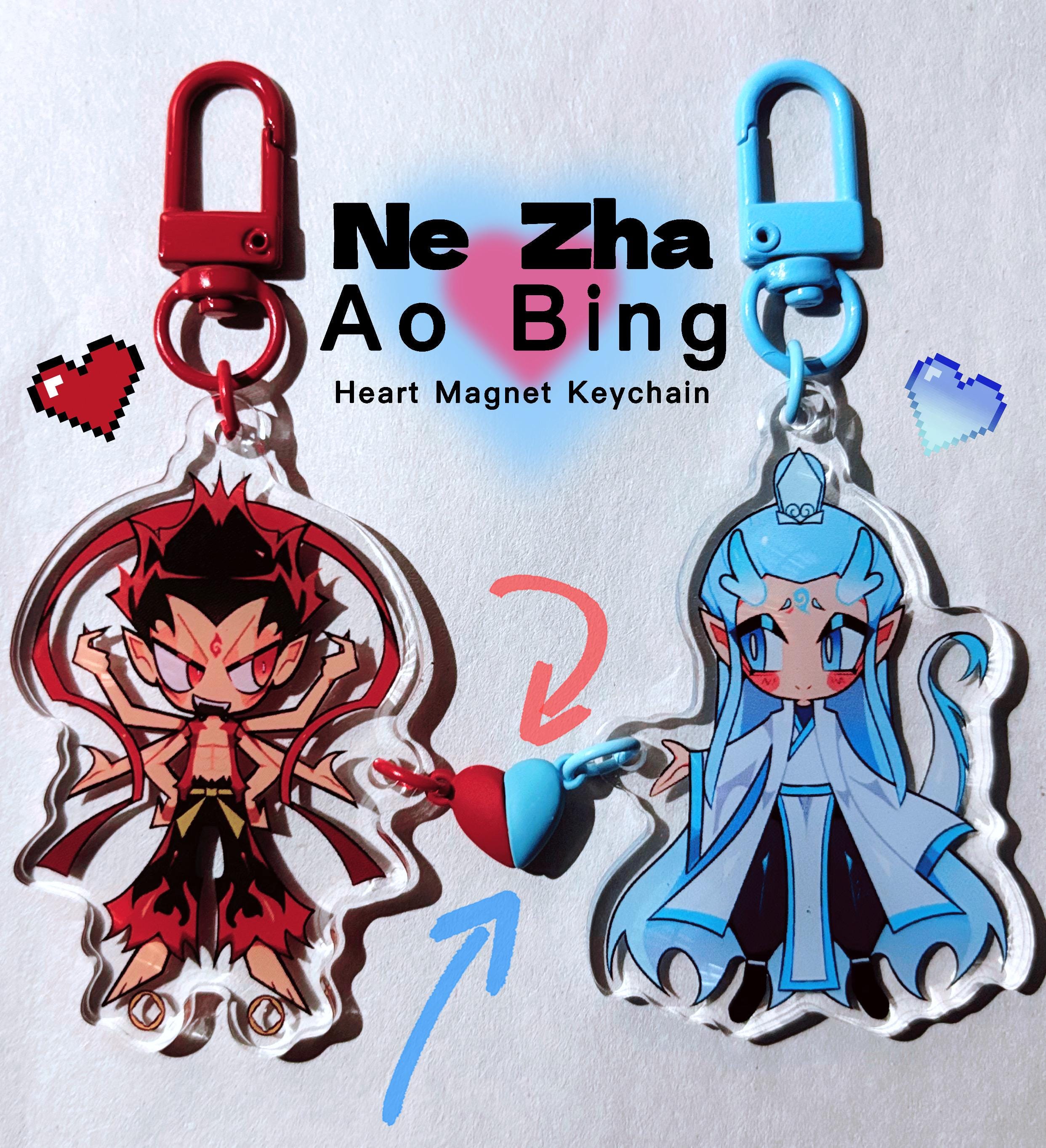 Ne Zha and Ao Bing Heart Magnet Keychain - Etsy