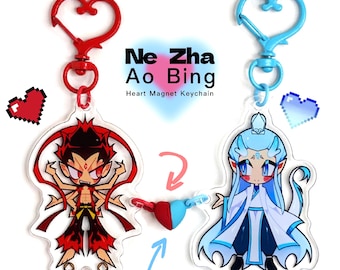 Ne Zha & Ao Bing Heart Magnet Keychain