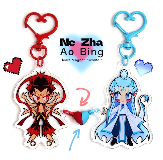 Ne Zha & Ao Bing Heart Magnet Keychain - Etsy