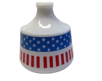Very Cool Vintage Milk Glass Jug Container Patriotic American Flag 250th