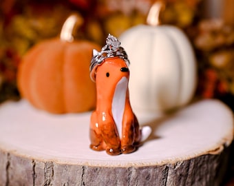Orange Fox Ring Holder, Fox Ring Holder, Cute Fall Gift, Handmade, Fox Figurine, Fox Sculpture, Jewelry Accessory, Woodland Decor, Fox Gifts