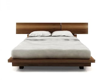 Verona Solid Walnut Platform Bed | Sculptural Modern Headboard