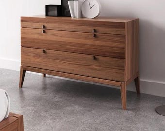 Sciacca Solid Walnut 3-Drawer Dresser | Mid-Century Storage