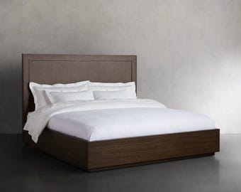 Melfi Solid Walnut Platform Bed | Modern Minimalist Walnut Bed