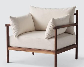 Sciacca Solid Walnut Oversized Armchair | Modern Lounge Chair