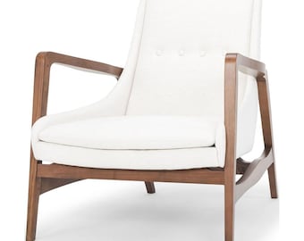 Ferrara Solid Walnut Accent Chair | Mid-Century Upholstered Chair