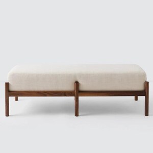 Sciacca Solid Walnut Upholstered Bench | Modern Entryway Seating image 2