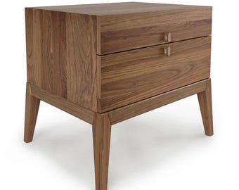 Marsala Solid Walnut 2-Drawer Nightstand | Modern Bedside Table