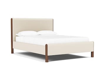Borghi Solid Walnut Upholstered Bed | Modern Platform Bed