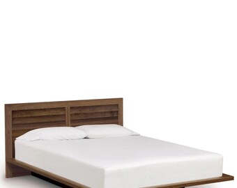 Desio Solid Walnut Platform Bed | Wood Headboard