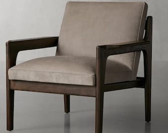 Atri Solid Walnut Accent Chair | Modern Upholstered Lounge Chair