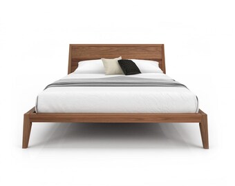 Belluno Solid Walnut Platform Bed | Scandinavian Modern Bed Frame | No Veneer