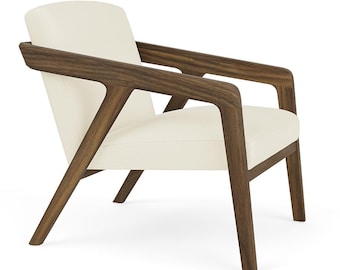 Chiusa Solid Walnut Accent Chair | Modern Upholstered Lounge Chair