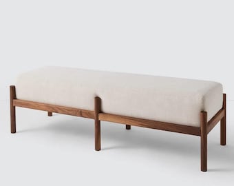 Sciacca Solid Walnut Upholstered Bench | Modern Entryway Seating