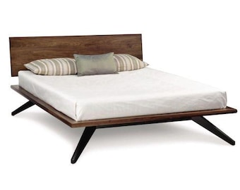 Andria Solid Walnut Platform Bed | Mid-Century Modern Frame