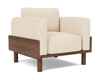 Hône Solid Walnut Armchair | Modern Upholstered Lounge Chair
