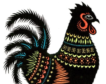 Rooster II - 8 X 10 inch Cut Paper Art Print