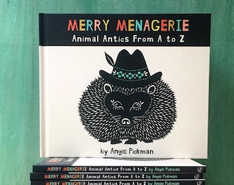 Merry Menagerie Animal Antics de la A a la Z - Libro ABC para niños firmado