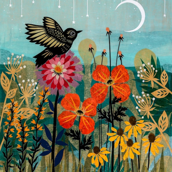 To Linger in a Garden Fair - 8 x 10 inch Cut Paper Art Print