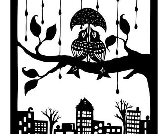 Shelter Each Other - 11 x 14 inch Cut Paper Art Print