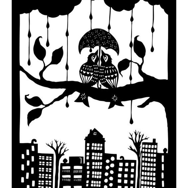 Shelter Each Other - 11 x 14 inch Cut Paper Art Print