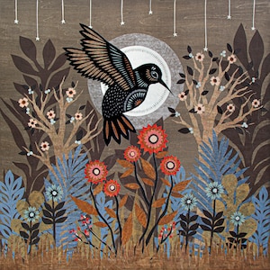 The Moonlight's Hum - 8 x 8 inch Cut Paper Art Print