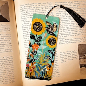 Bookmark featuring bird collage Garden Song
