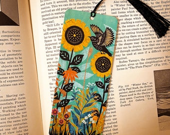 Bookmark featuring bird collage Garden Song