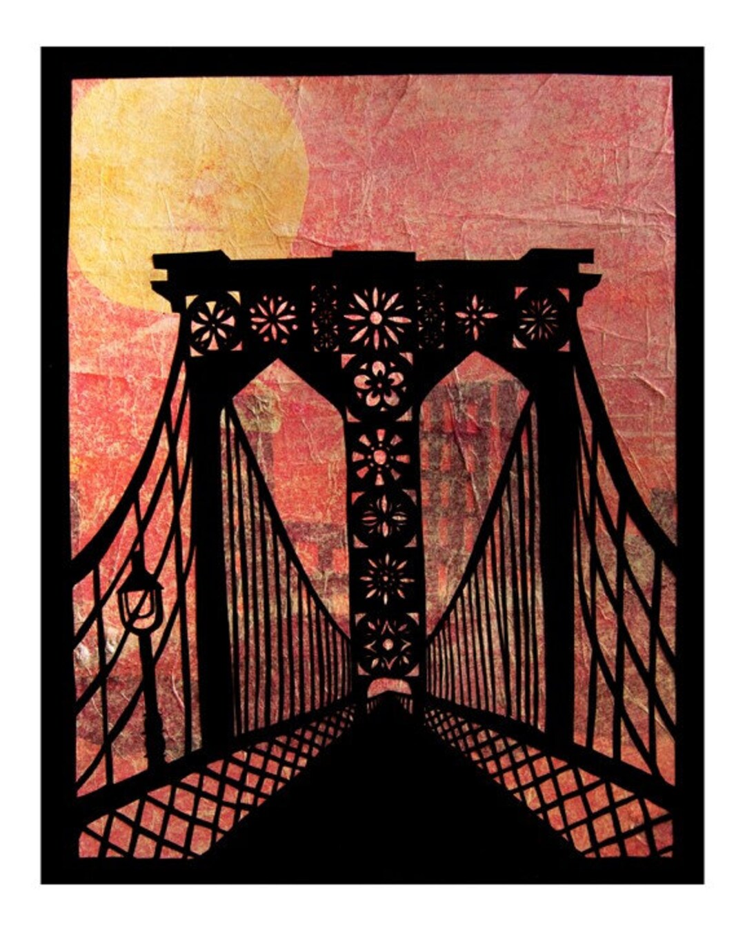 Brooklyn Bridge 8 X 10 Cut Paper Art Print Etsy
