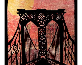 Brooklyn Bridge - 8 x 10 Cut Paper Art Print