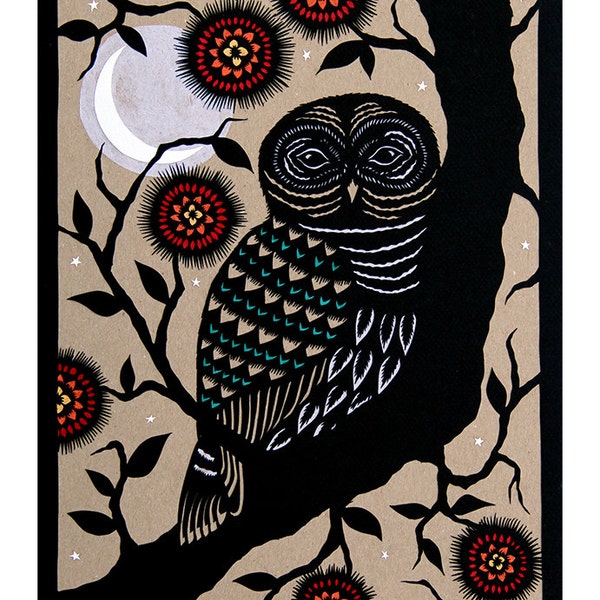 Barred Owl - Cut Paper Art Print