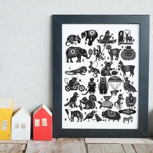 Animal Alphabet Limited Edition Print - ABC wall art for nursery and children&#39;s room decor