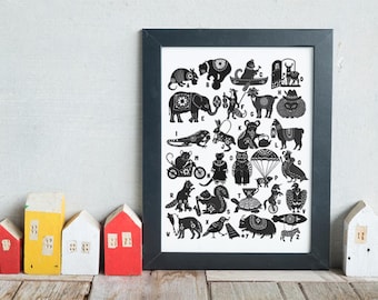 Animal Alphabet Limited Edition Print - ABC wall art for nursery and children's room decor