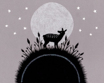 Moonrise - 8 X 10 inch Cut Paper Art Print