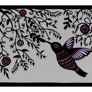 Hummingbirds, Sing to Me - 8 x 10 inch Cut Paper Art Print