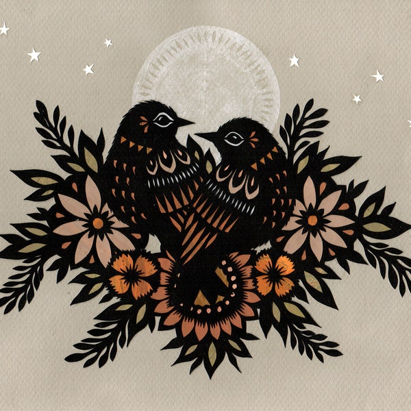Birds of a Feather - 8 x 10 inch Cut Paper Art Print