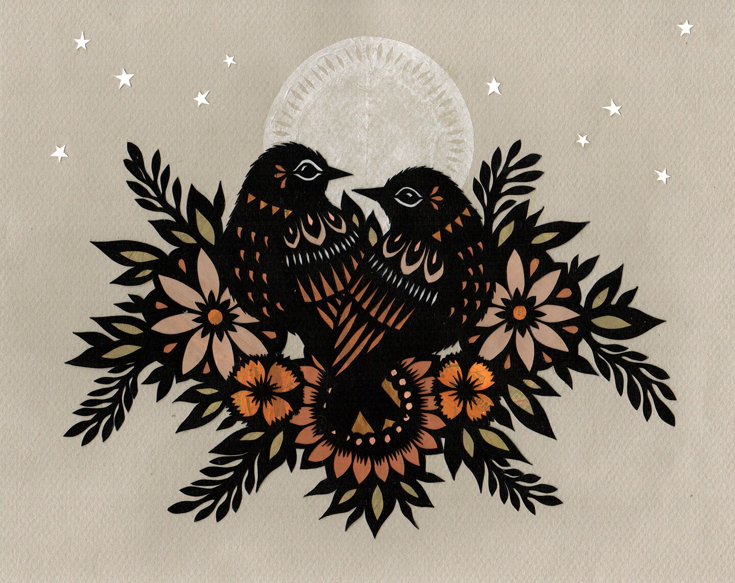 Birds of a Feather - 8 x 10 inch Cut Paper Art Print