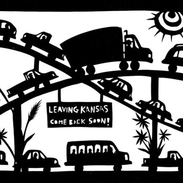 Leaving Kansas - 5 x 7 inch Cut Paper Art Print