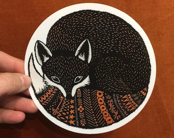 Fox in a circle Glossy Vinyl Sticker