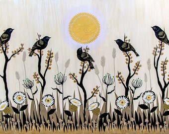 Summers Parting Sighs - Impresión artística en papel recortado de 16 x 20 pulgadas